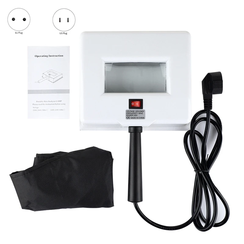 Pele uv analisador lâmpada de madeira facial teste de pele exame ampliação analisador lâmpada máquina spa ferramentas cuidados com a pele branco eua plug