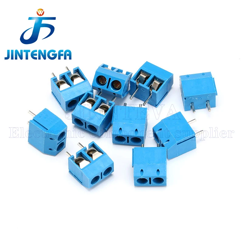 10PCS KF301 2Pin 3Pin 10A 300V Pitch 5.0mm Screw Wire Terminal Block Straight Pin Spliceable Plug-in PCB Cable Connector Blue