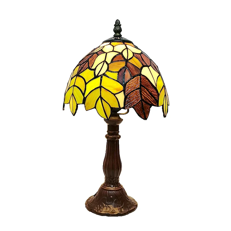 20CM European Style Leaf Small Table Lamp Tiffany Style Home Decoration, Study Glass Antique Gift Boutique Lighting Decoration image 6