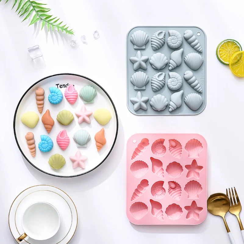 16 Cavity Shell Conch Silicone Mold DIY Ocean Animal Shaped Candy Pudding Chocolate Cake Baking Mould
