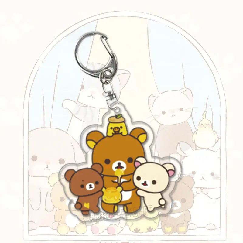 Rilakkuma dos desenhos animados bonito urso acrílico chaveiro estudante mochila pingente decoração acessórios chave meninas presente de aniversário