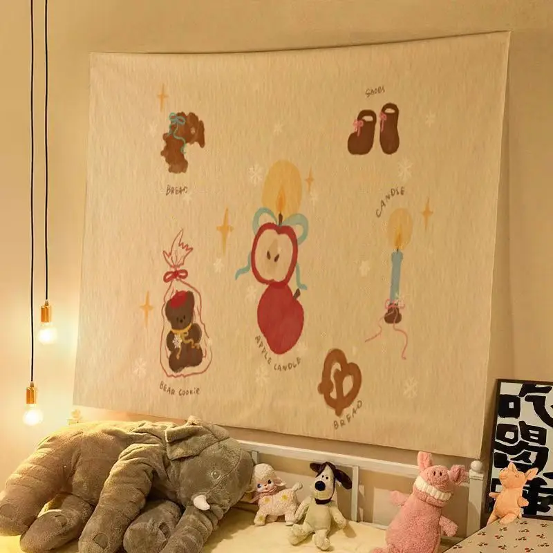 VIKAMA Vintage Teddy Bear Collage Tapestry, Retro Newspaper Wall Hanging for Bedroom Dorm Shabby Chic Decor
