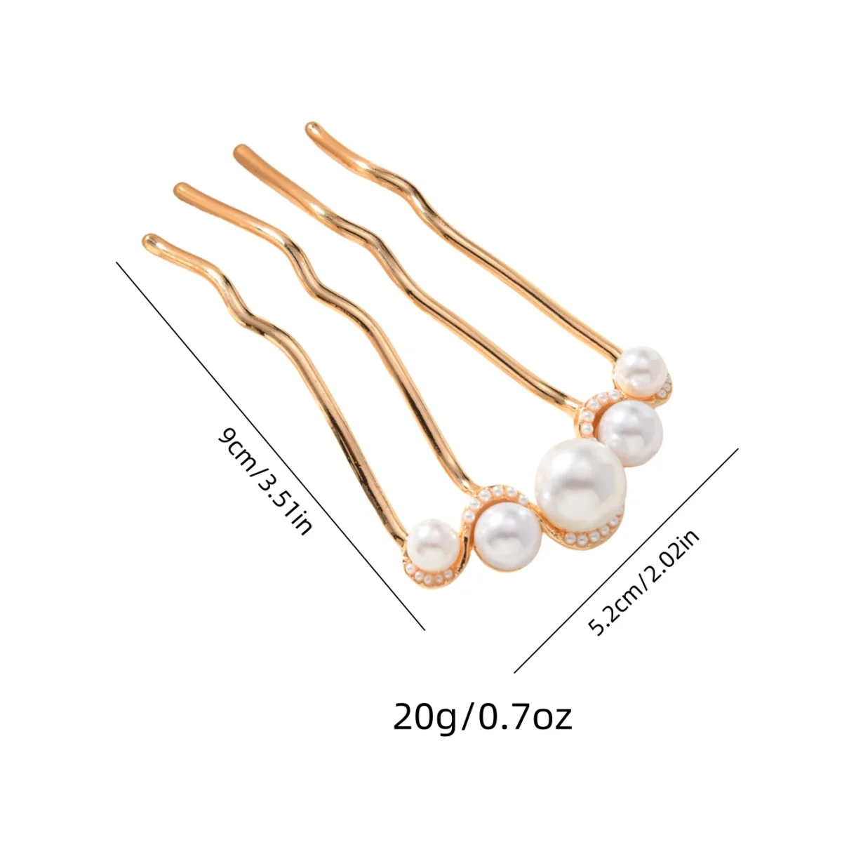 Una forcina fissa a forma di U per un acconciatura a panino, un pettine per capelli spezzato in lega di stile femminile di fascia alta con quattro denti