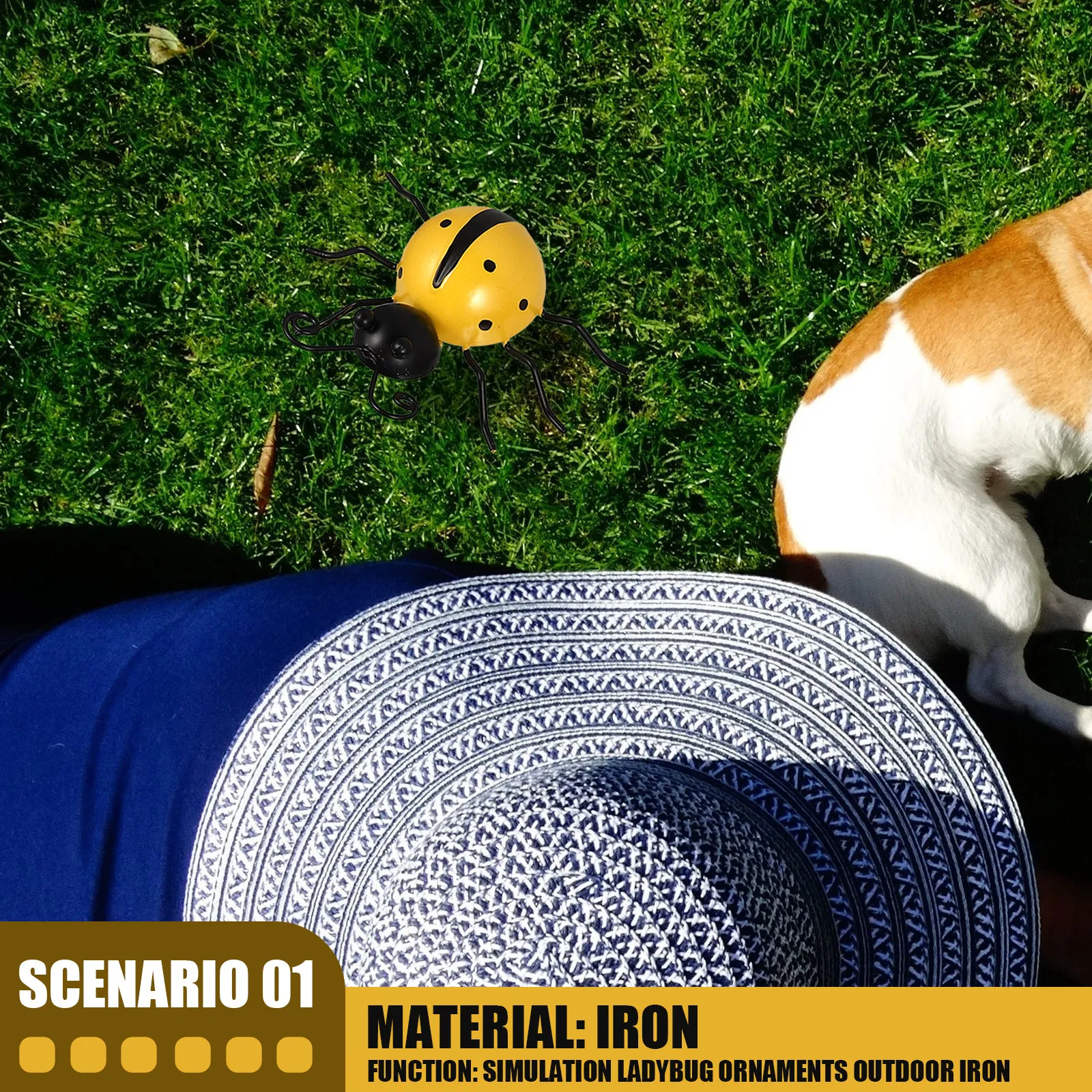 

5Pcs Imitation Ladybugs Iron Art Decor Garden Lawn Yard Backyard Ornament Simulation Decoration Metal Insect Landscape Accessory