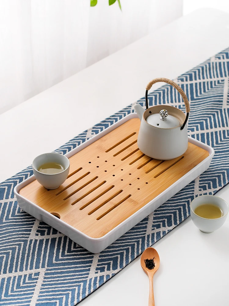 

KAWASIMAYA Japanese Sle Tea Tray Small Size Drainage Di Tea Set Cup Holder Home Use Square Rectangle Wooden Material