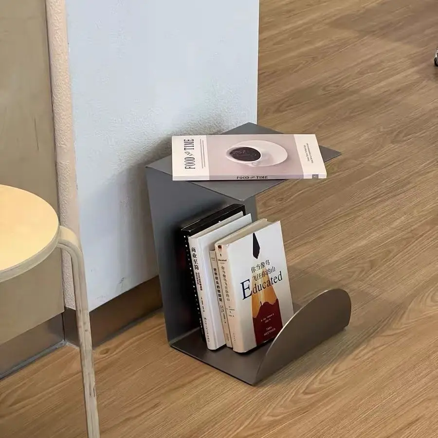 Minimalist Stainless Steel Coffee Table with Storage Bookshelf Small Side Table for Living Room And Bag House