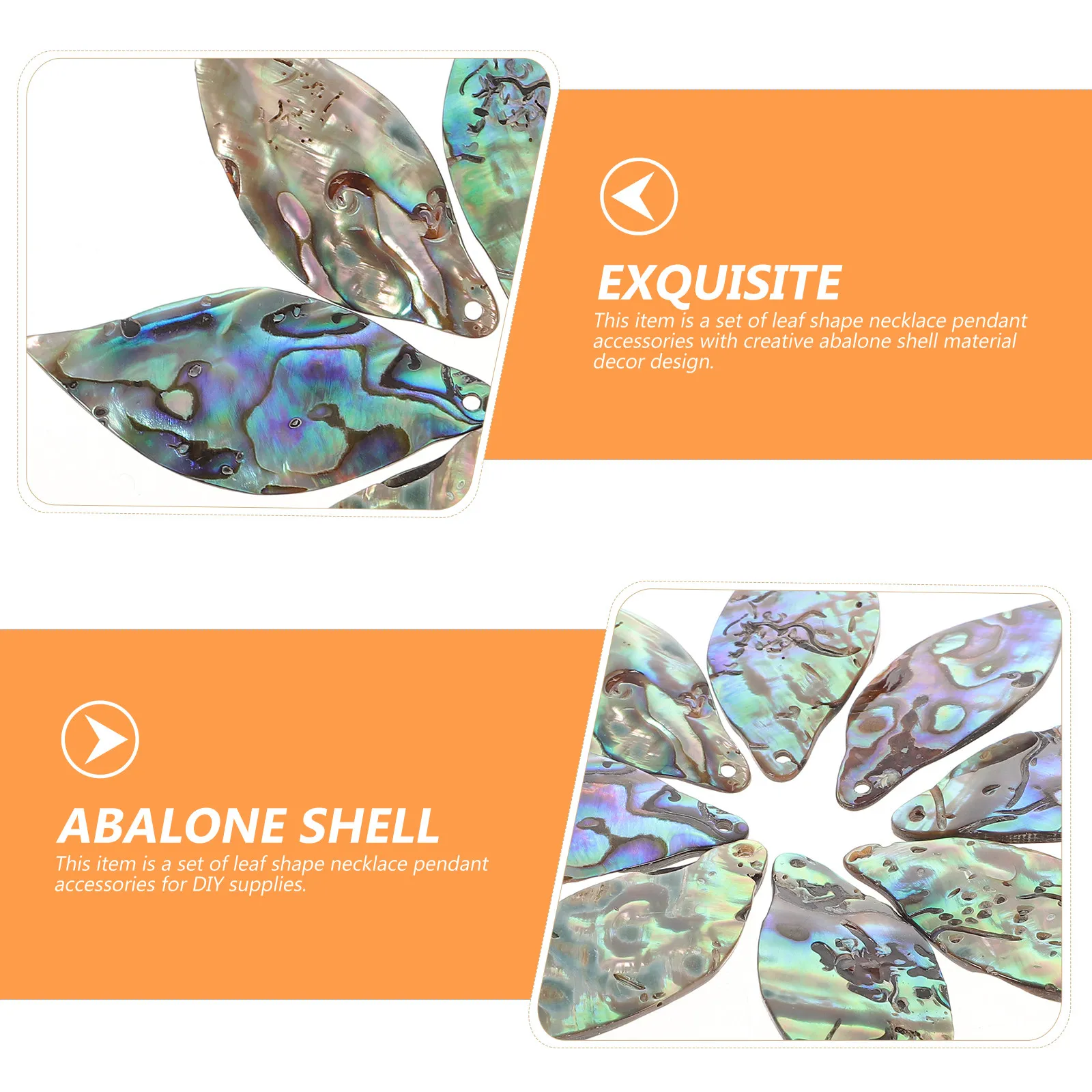 8Pcs Jewelry Accessories Abalone Shell Leaf Shape Pendant DIY Necklace Supplies Fashion Girls Colorful Mermaid Tail Decoration