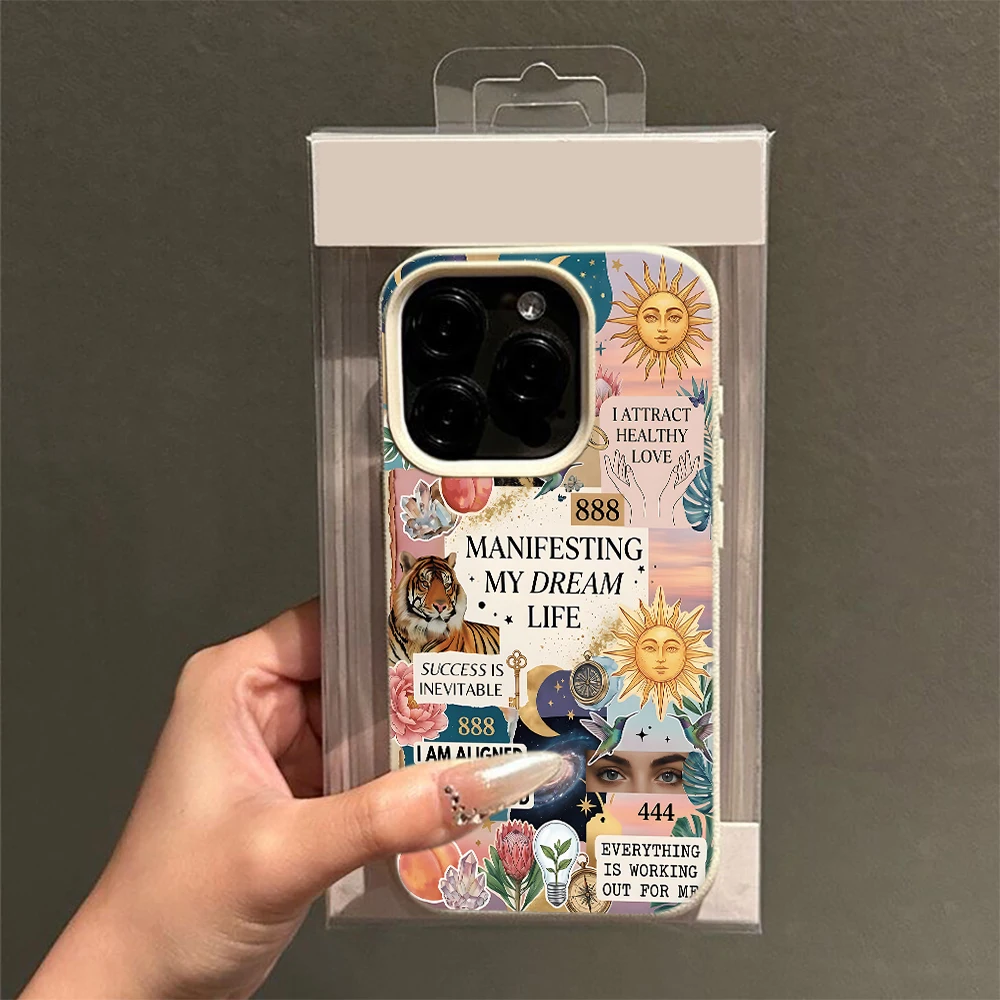 Numerology 888 444 Sun Moon Print Y2K Phone Case Cool Girl For iPhone 17 16 15 18 14 13 12 11 Pro Max Plus Air Soft TPU Case