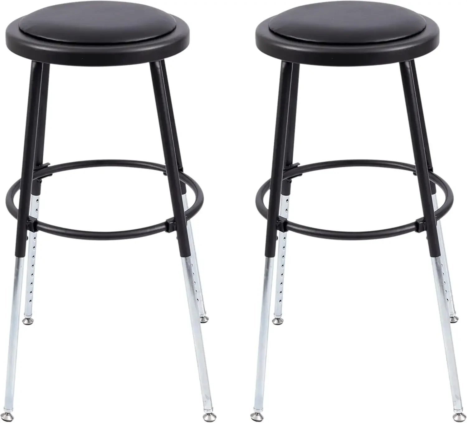 Up Desk Store Stackable Adjustable-Height Classroom Office Workstation Stool (Black, 2 Pack)