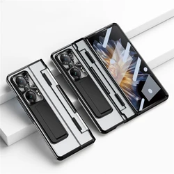 For Honor Magic VS V2 VS2 5G Case Plating Clear Hinge 360 Full protect Hard bracket Cover For Magic Vs Funda With Glass Flim