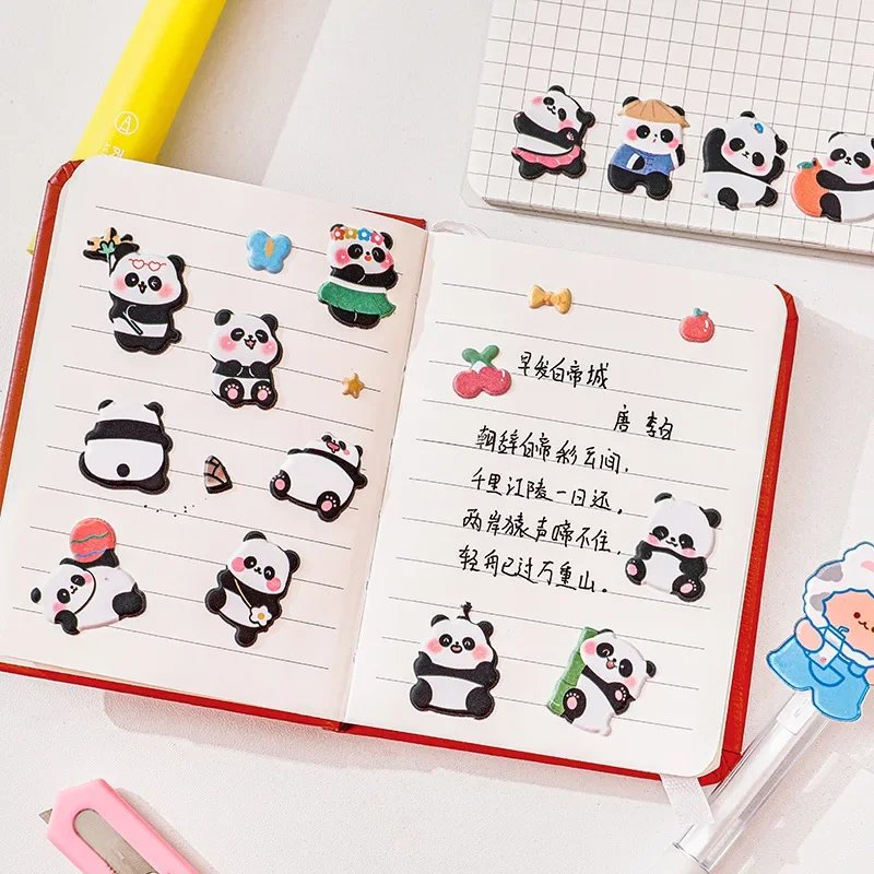 Cute Panda Bubble Stickers 3D Three-dimensional Decorative Small Pattern Stickers DIY Handbook Material Small Stickers