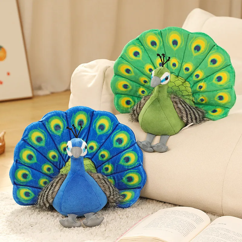 25cm Bicolor Lebensechte Pfau Stofftier Spielzeug Simulation Schöne Vogel Plüsch Puppen Für Kinder Girsl Weihnachten/Geburtstag Geschenke