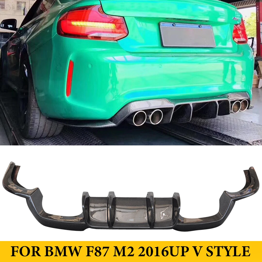 For BMW 2 Series F87 M2 Carbon Fiber V Style Rear Lip Bumper Spoiler Diffuser Auto Tuning