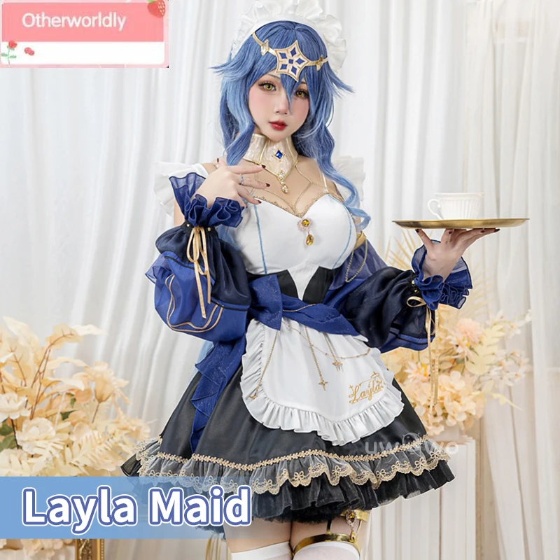 In Stock Cosplay Layla Cosplay Maid Costume Genshin Impact Fanart Cosplay Exclusive Maid Dress Halloween Costume Outfit