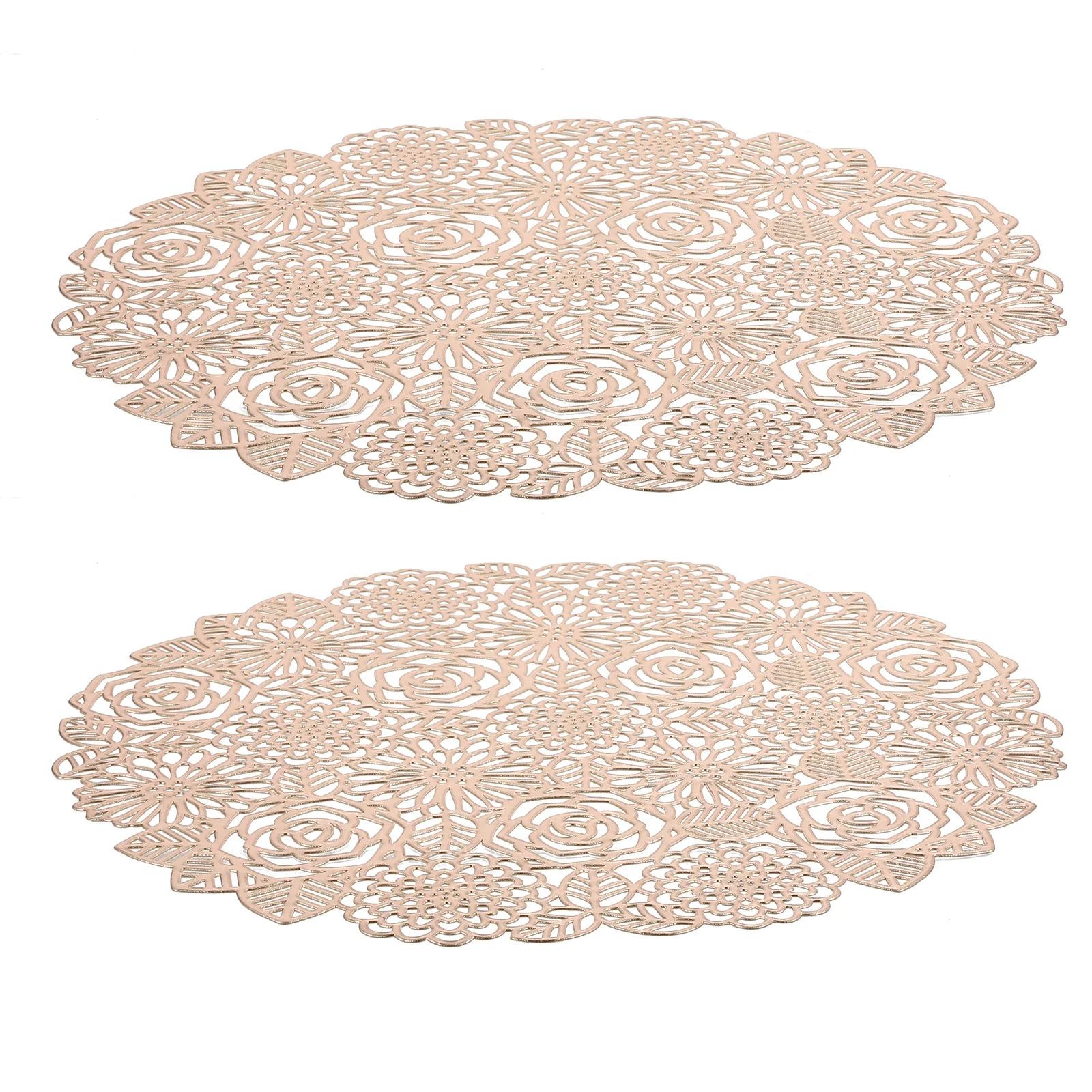 2 قطعة المفارش عشاء الوردي البلاستيكية جوفاء التدريجي النمط الأوروبي مقاومة للحرارة المضادة للانزلاق الجدول الحصير للمنزل فندق مقهى مطعم #4