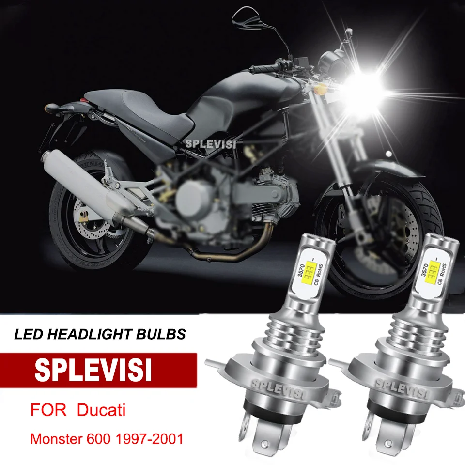 

2Pcs 6000k White LED Headlight Bulbs Replace For Ducati Monster 600 1997-2001 1200 1200S 2014-2016 Streetfighter 848 2012-2015