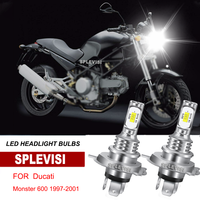 2Pcs 6000k White LED Headlight Bulbs Replace For Ducati Monster 600 1997-2001 1200 1200S 2014-2016 Streetfighter 848 2012-2015