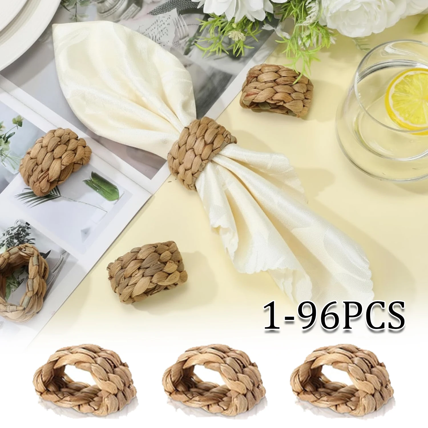 

Деревянные кольца для салфеток ручной работы из ротанга в деревенском стиле для декора стола, на Пасху