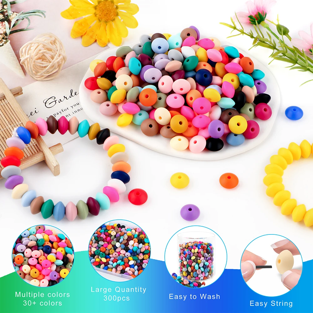 Sunrony 50 unids/lote 12mm cuentas de lentejas de silicona para fabricación de joyería DIY pulsera collar pendientes Etc. Accesorios hechos a mano