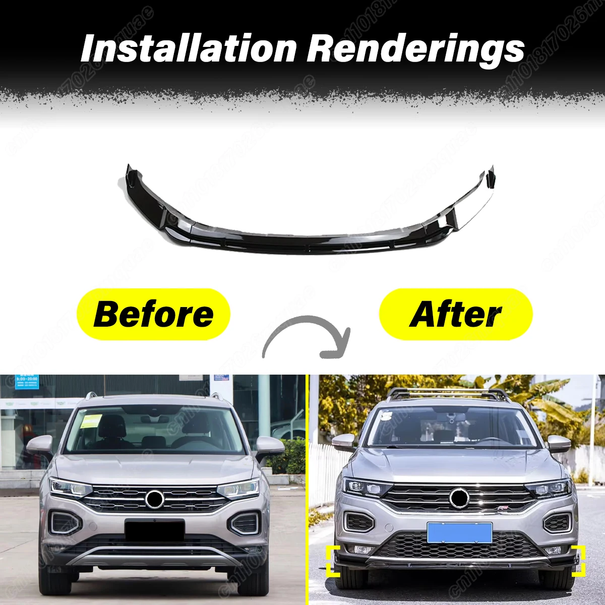 For Volkswagen VW T-Roc TSI TDI 2017 2018 2019 2020 2021 2022 Front Bumper Spoiler Lip Splitter Decoration Modification Body Kit