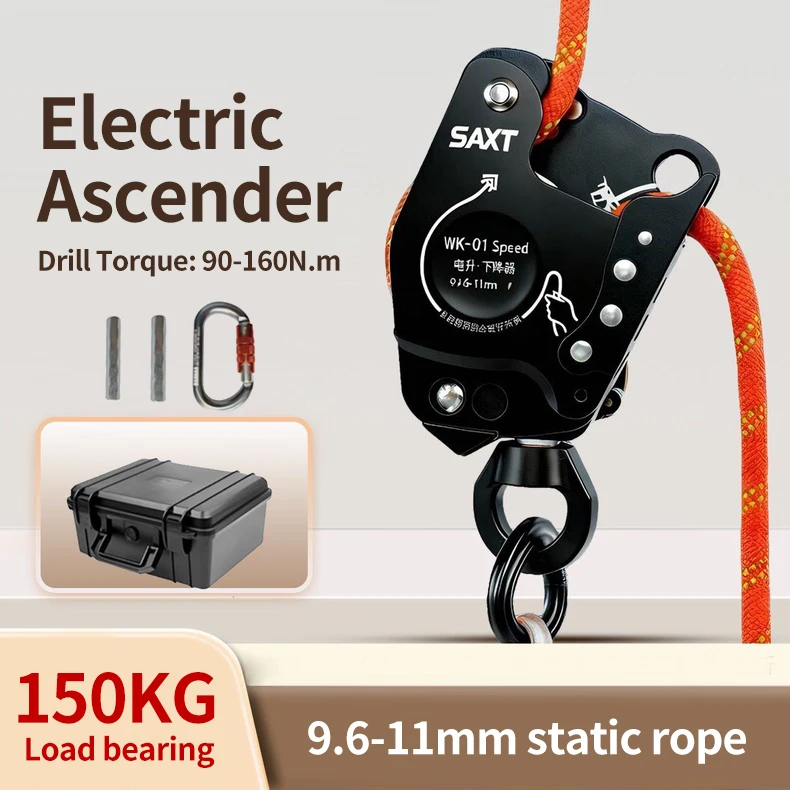 Electric Ascender Descender 150KG Load Rope Climbing Machine Safety Ascent Descent Device for High‑altitude Work Fire Rescue