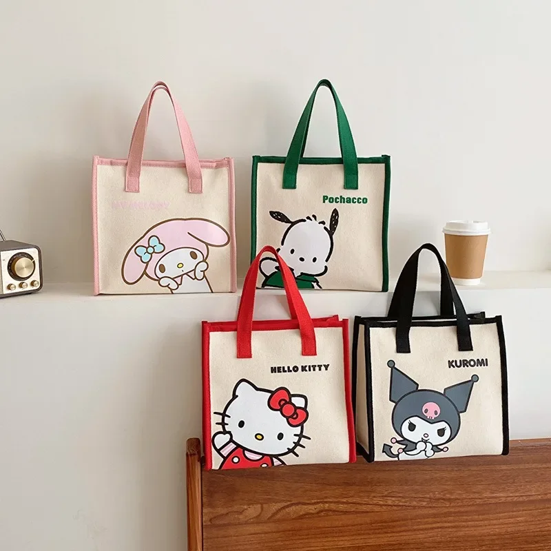 

Hello Kitty Cosmetic Bag Melody Purses and Handbags for Women Sanrio Hand Wash Pouches Kuromi Tote Case Kawaii Mummy Boxes
