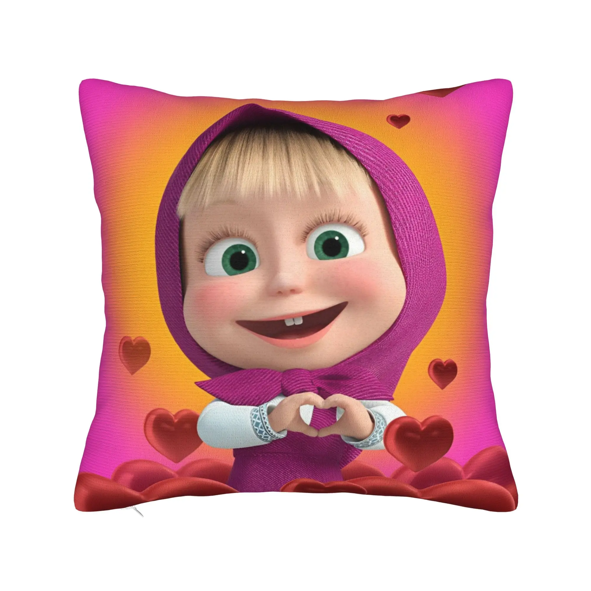 Cute Cartoon M-Masha and Bear  Pillowcase Printing Fabric Cushion Cover Decorations Pillow Case Cover Home Drop Shipping 45X45cm