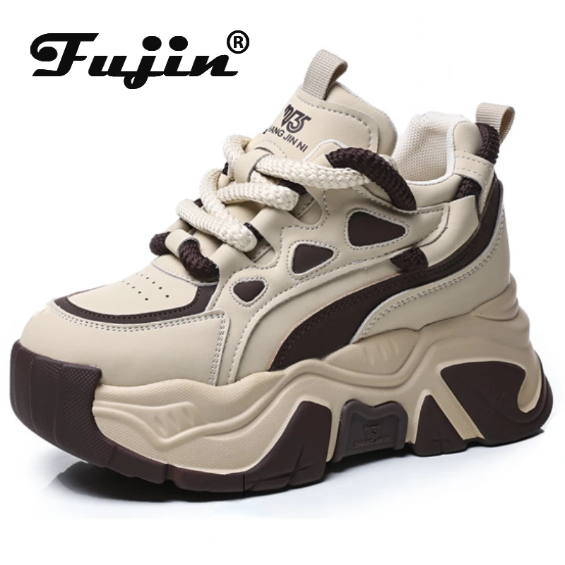 

Fujin 7cm Women Platform Wedge Casual Autumn Cow Genuine Leather Ankle Boots Chunky Sneakers Woman Firm Ergonomic Spring Shoes