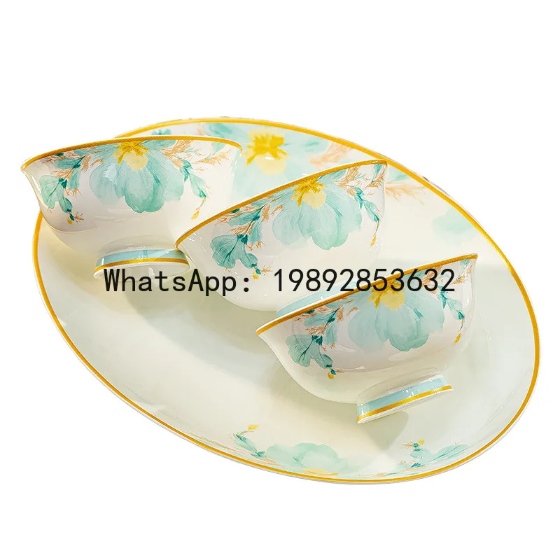 Xl mid-autumn festival and national day activity bowl and chopsticks set gift bone china tableware bowls and plates