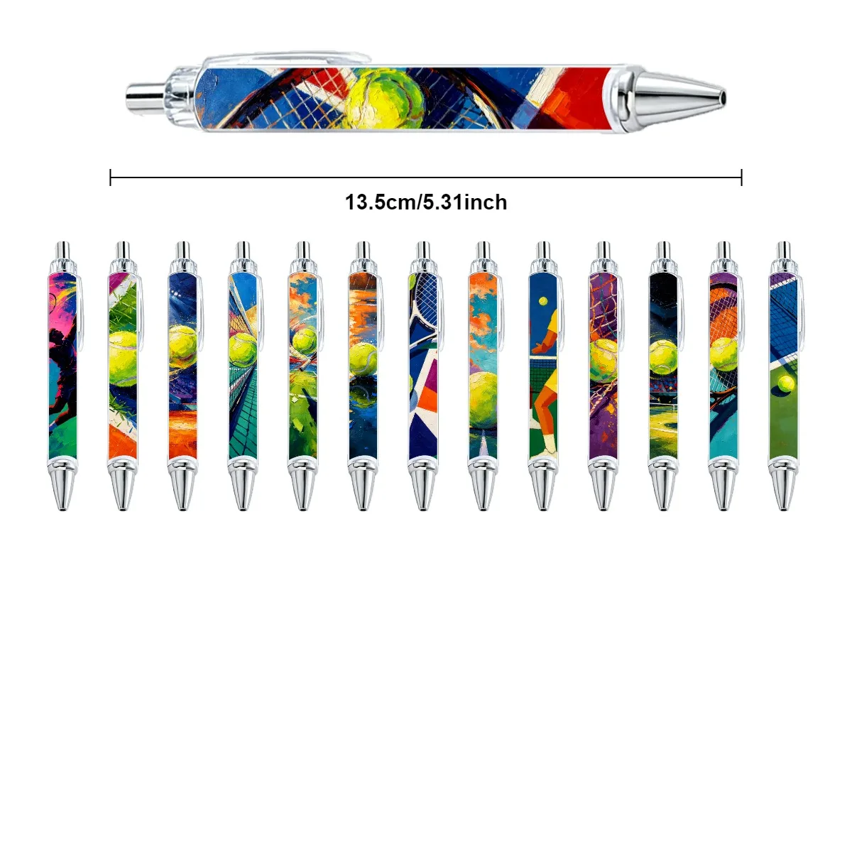 12Pcs/18Pcs Tennis-Themed Ballpoint Pens, Gift Pens for Sports Enthusiasts, Student Writing Stationery, Random Styles