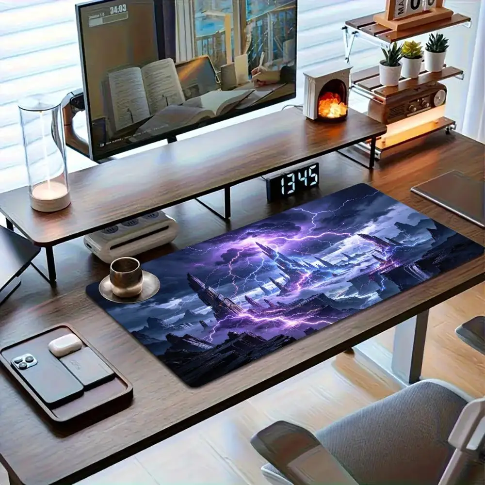 Storm Spire Castle Desk Mat Stitched Edges Smooth Glide Precision Tracking For Dorm Gaming Decor