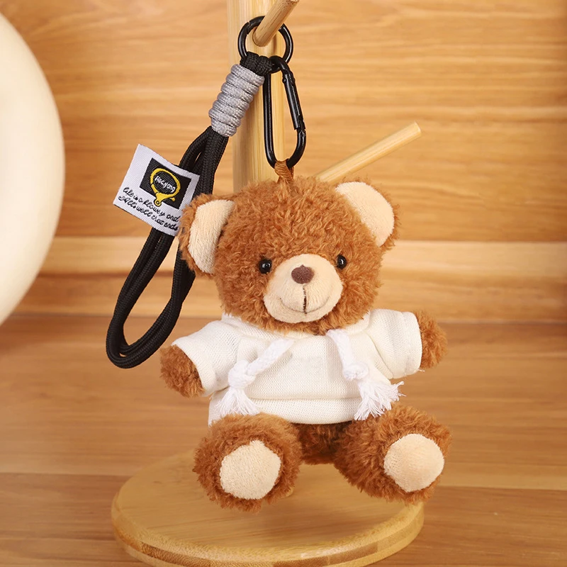 Dessin animé ours brun en peluche poupée sac à dos pendentif porte-clés mignon Animal en peluche jouet tentures ornement cadeau d'anniversaire pour enfants