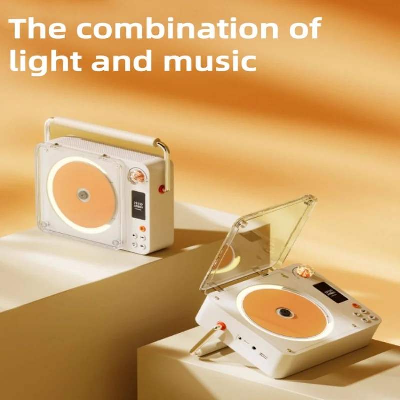 

Stylish Retro CD Player Two Way Bluetooth Ambient Light Portable CD Music Player 3600MAh Battery USB Lossless Playback DVD MP3