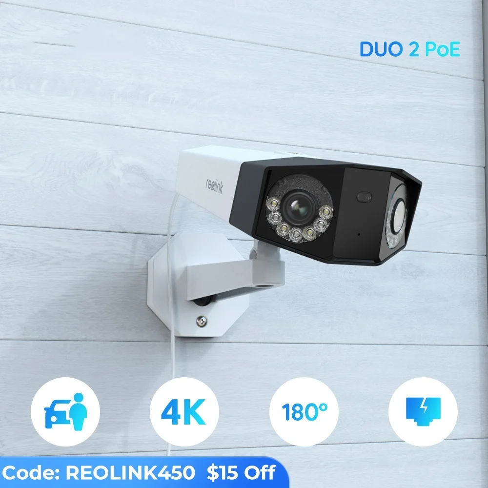 Go! Duo 2 poe camera 4k Dual Lens outdoor security protection Human Animal Car Detect Security Camera Outdoor CCTV IP Camera