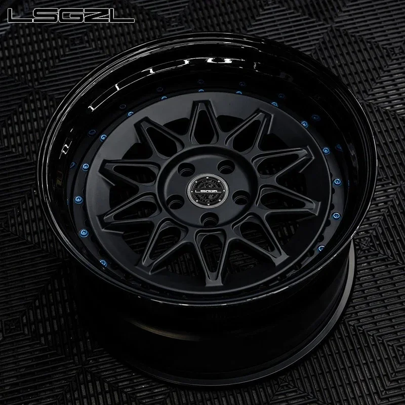 Custom 2 piece forged alloy car wheel carbon lip  5x120 5x112 rim 5x127 6x139.7 rim for  car