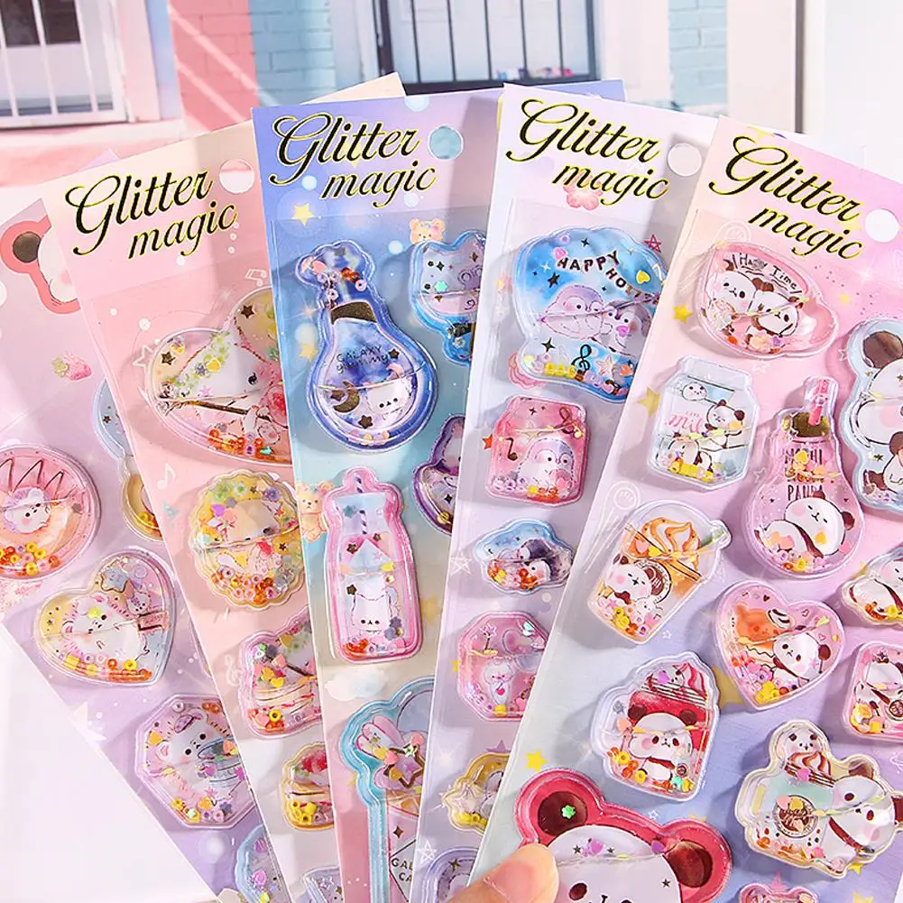 3D Dynamic Shake Water Cartoon Stickers For DIY Notebooks Phone Case Decor Journal Scrapbooking School Student Stationery