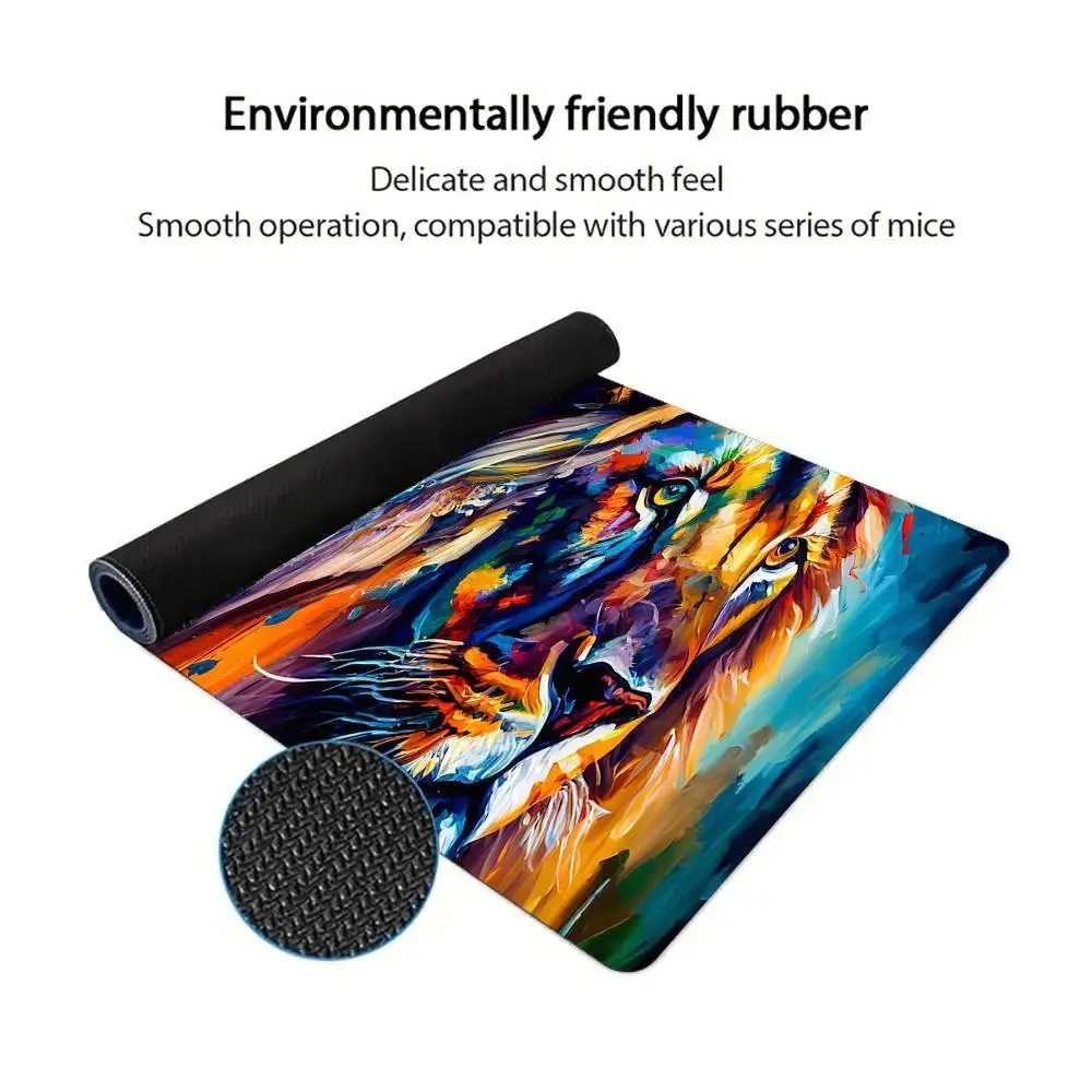 

Colorful Lion Mouse Pad Large Gaming Non-slip Desk Accessory Aesthetic Mousepads Extended Pads Laptop Tablet Mat Mini PC Playmat