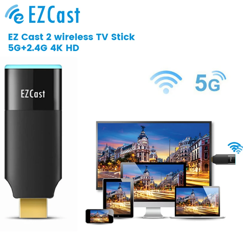 Ezcast 5G Wireless WIFI Adapter TV Stick Display Dongle Screen Mirror DLNA Video Converter for Iphone 14 13 Android Phone To TV