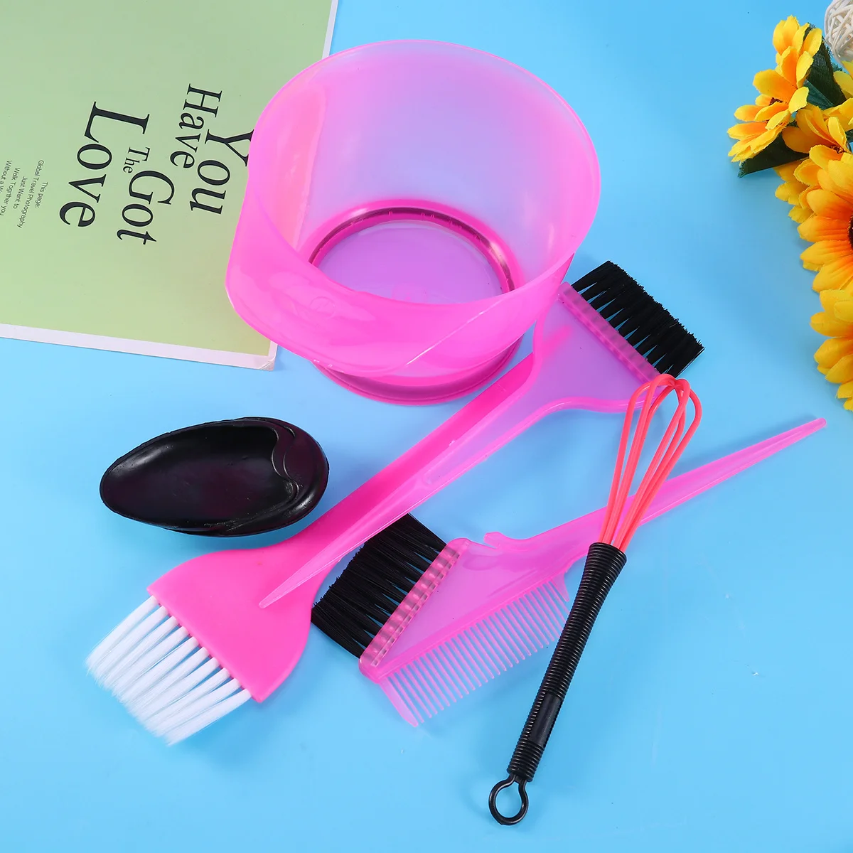 6pcs Rosy Dye Tools For Salon Home Use Coloring Tool Dye Tools Tinting Sets Hair Hair Dyeing Kits Coloring Tool - Image 6