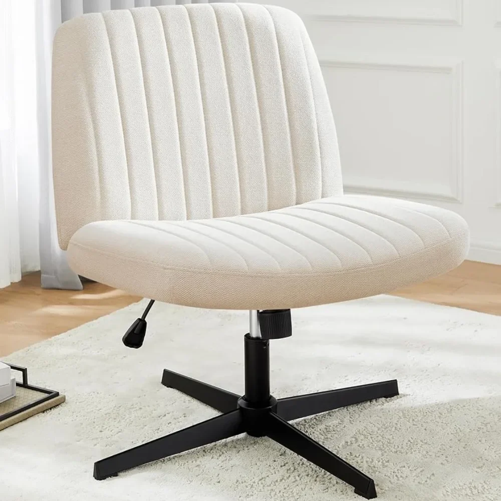 

Cross Legged Office Chair, Armless Wide Desk No Wheels, Modern Home Desk Chairs Swivel Adjustable