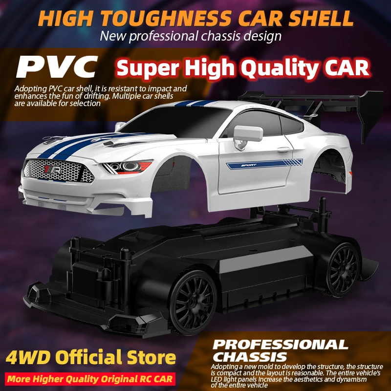 Voiture RC Drift 1:24 télécommandée 4WD 30 KM/h avec télécommande sans fil LED 3s batterie lipo adulte garçon fille cadeau de noël