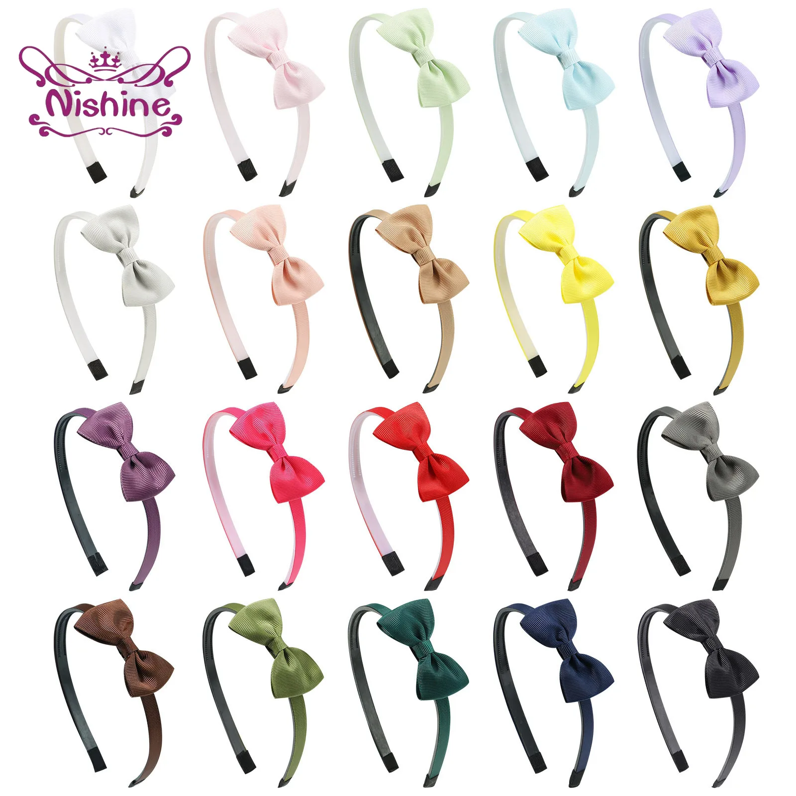 1PCS Ribbon Bow Knot Headband Children Hair Hoop Solid Color Baby Hairbands Clothing Decoration Photography Props