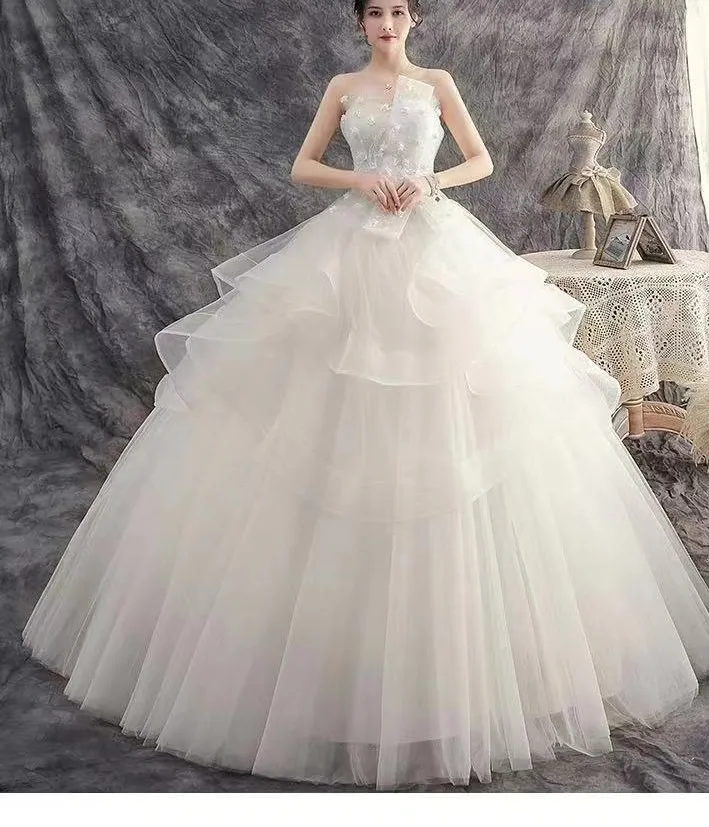 Wedding Dress for Women Lace Up Wedding Dresses Embroidery Ball Gowns Plus Size Strapless Dress Bride Vestido De Novia