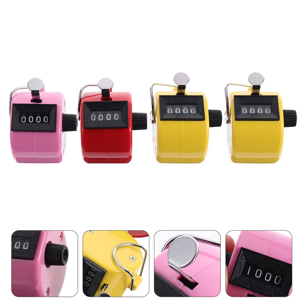 

4 pcs 4 Digit Tally Counter Manual Hand Held Mechanical Digital Clicker For Sports Fitness Counting Recorder Portable Number
