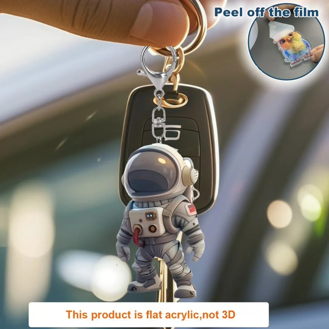 Chic Astronaut Versatile Pendant Keychain,Theme 2D Flat Acrylic Ornament Charm,Hanging Decoration for Car,Bag,Festive,Party,Gift