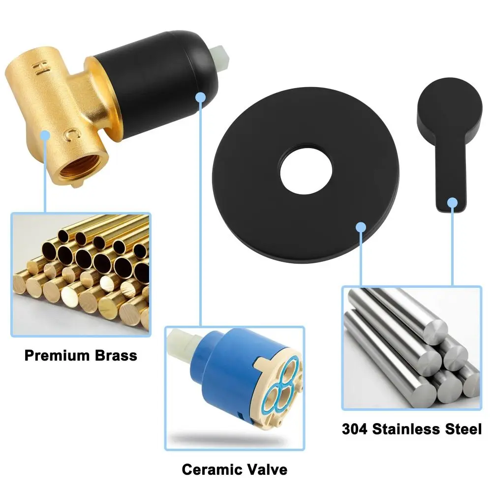 

Brass Construction Wall Mount Shower Faucet Aluminum Alloy Matte Black Bath Mixer Single Function Internal Thread Shower Valve