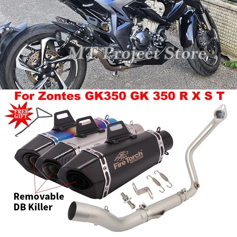 Motorcycle Exhaust System Escape 51mm Front Link Pipe With Muffler Motocross Slip On For ZONTES ZT 350 GK GK350 T X R T1 X1 T2