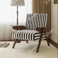 

J Living Room sofa Light French Retro Single Living Room Balcony High-end Medieval Style Designer Ash Wood Casual Chair