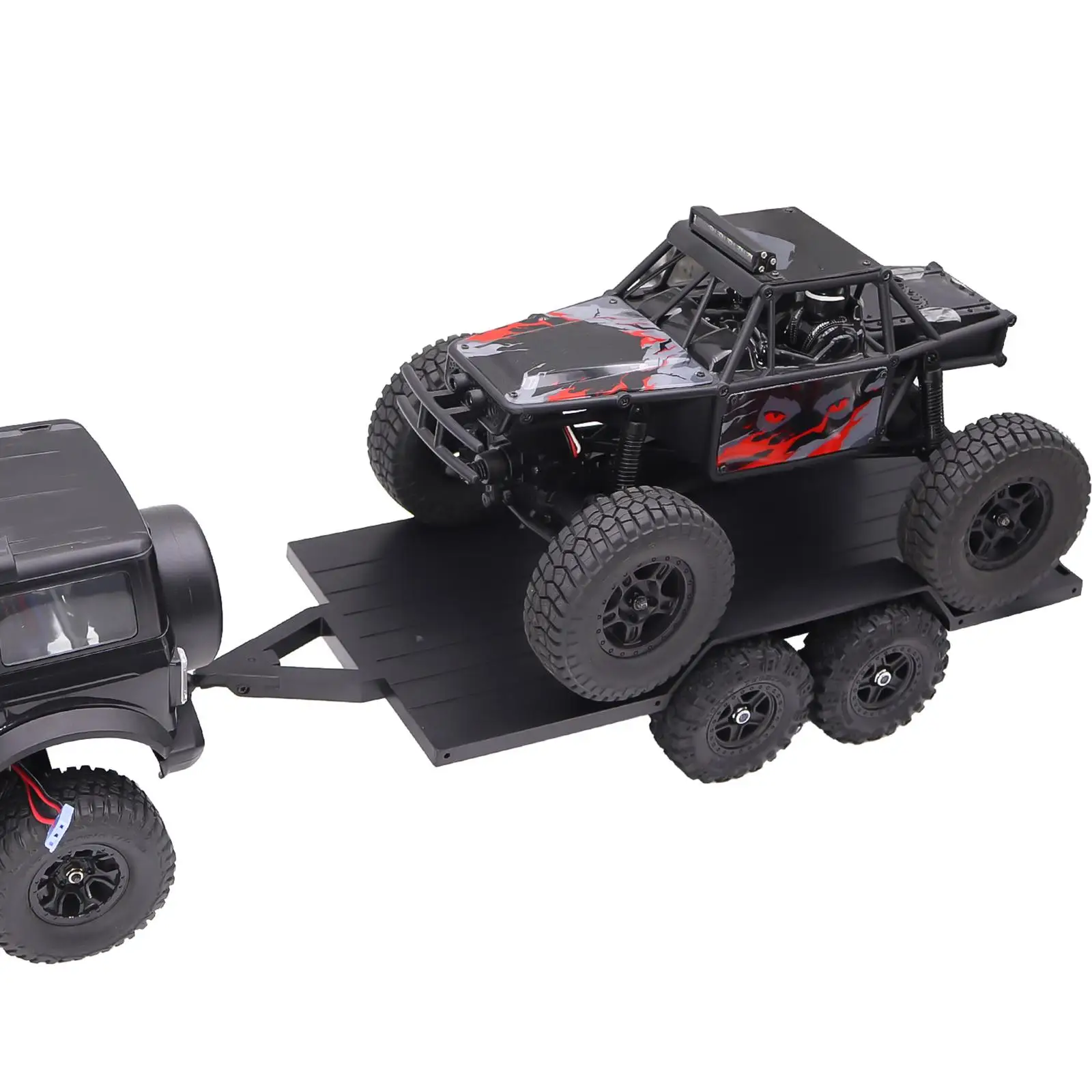 Utility RC Trailer 1 18 Scale Black Double Axle with Hitch Realistic Accessory for RC Car Truck
