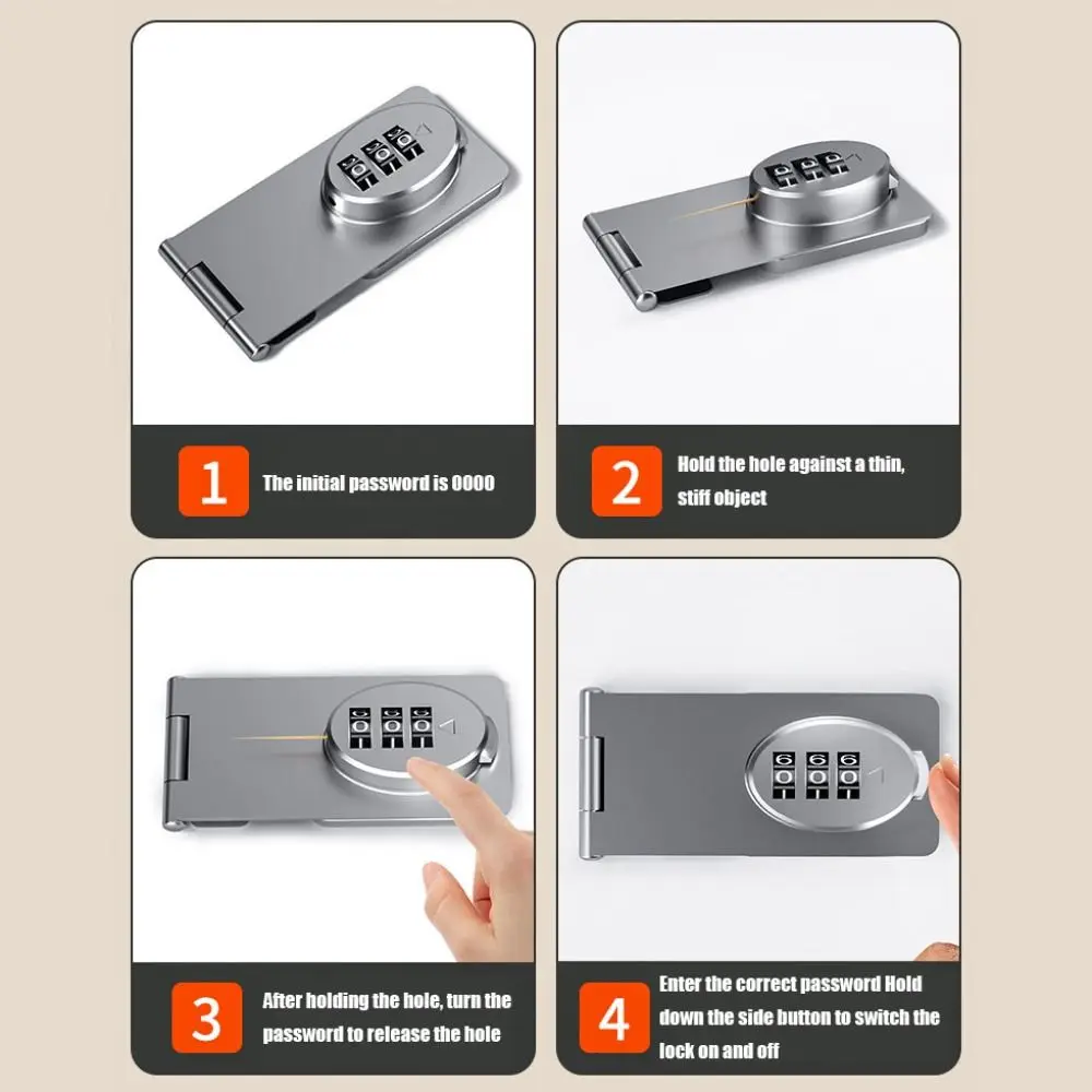 قفل باب خزانة متين مكون من 3 أرقام يحمي قفل برمز مانع االصدأ ABS والفولاذ المقاوم للصدأ أقفال أمان للأطفال لخزانة الملابس #2